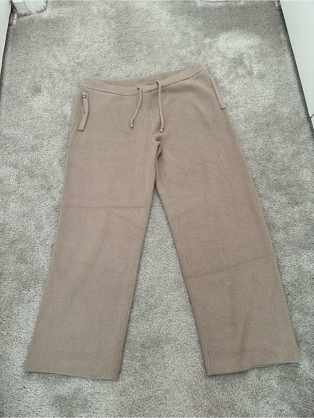 FIGS Ribbed Knit Pants in Taupe Brown Size Large